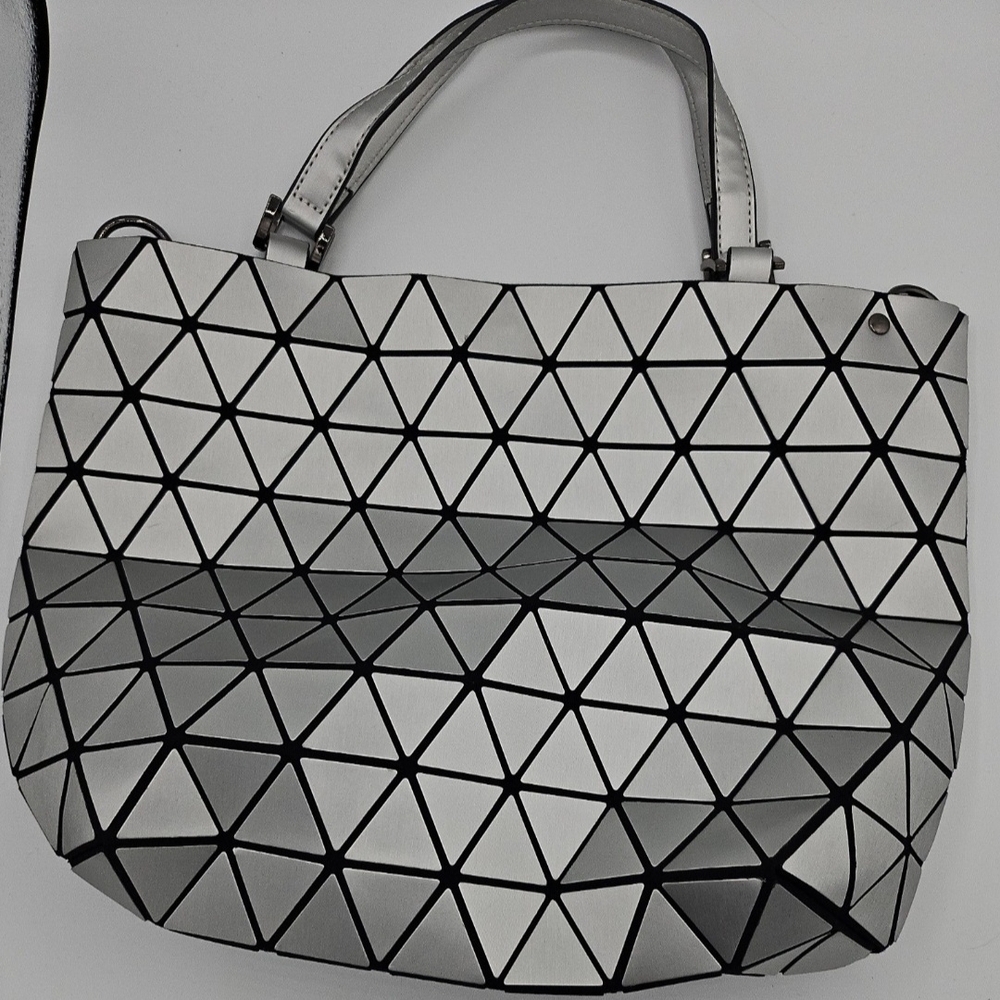 Geometric Patterned Black and Silver Tote Bag